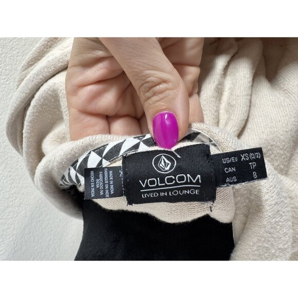 Volcom Womens XS Lived In Lounge Hoodie With Rose Gold Zipper &‎ Details Beige - Picture 4 of 7
